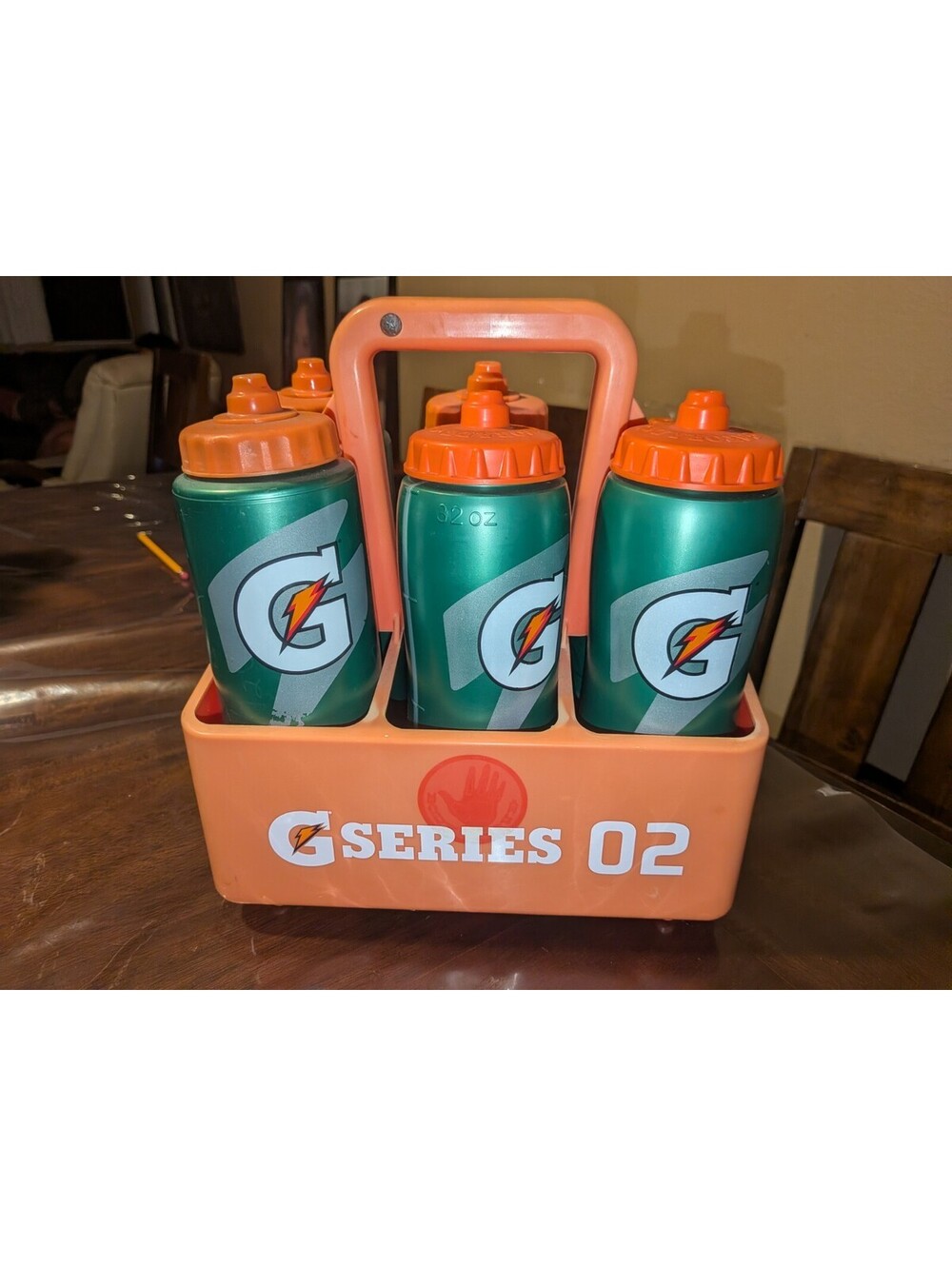 Gatorade Squeeze bottle Holder 6 Carry Case orange G series 02 with Bottles